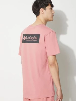 Columbia t-shirt bawełniany North Cascades kolor różowy z nadrukiem 1834041