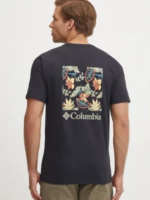 Columbia t-shirt bawełniany North Cascades męski kolor czarny z nadrukiem 1834041.