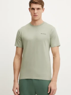 Columbia t-shirt bawełniany North Cascades męski kolor zielony z nadrukiem 1834041.