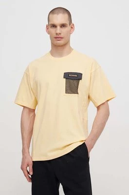 Columbia t-shirt bawełniany Painted Peak męski kolor żółty z aplikacją 2074481
