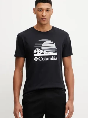 Columbia t-shirt bawełniany Path Lake męski kolor czarny z nadrukiem 1934814.