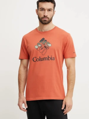 Columbia t-shirt bawełniany pomarańczowy
