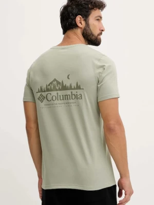 Columbia t-shirt bawełniany Rapid Ridge Back Graphic męski kolor zielony z nadrukiem 1934824