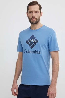 Columbia t-shirt bawełniany Rapid Ridge kolor niebieski z nadrukiem 1888813