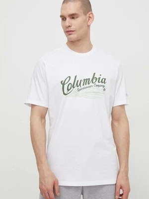 Columbia t-shirt bawełniany Rockaway River kolor biały wzorzysty 2022181