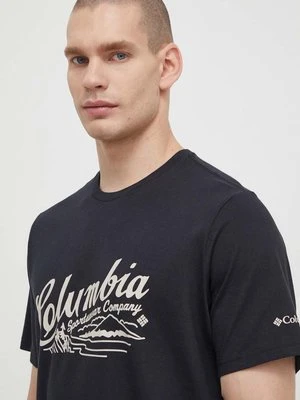 Columbia t-shirt bawełniany Rockaway River kolor czarny wzorzysty 2022181