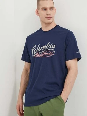 Columbia t-shirt bawełniany Rockaway River kolor granatowy wzorzysty 2022181