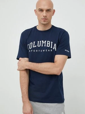 Columbia t-shirt bawełniany Rockaway River kolor granatowy wzorzysty 2022181