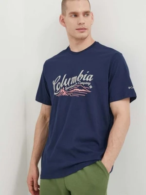 Columbia t-shirt bawełniany Rockaway River kolor granatowy wzorzysty 2022181