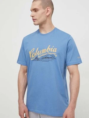 Columbia t-shirt bawełniany Rockaway River kolor niebieski wzorzysty 2022181