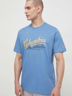 Columbia t-shirt bawełniany Rockaway River kolor niebieski wzorzysty 2022181