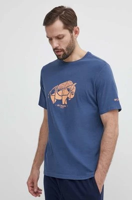 Columbia t-shirt bawełniany Rockaway River kolor niebieski z nadrukiem 2036401