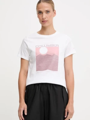 Columbia t-shirt bawełniany Rolling Bend damski kolor biały 2120021