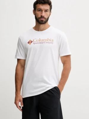 Columbia t-shirt CSC Basic Logo męski kolor biały z nadrukiem 1680053