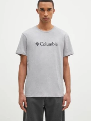 Columbia t-shirt CSC Basic Logo męski kolor szary z nadrukiem 1680053