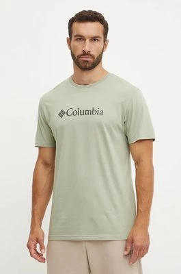 Columbia t-shirt CSC Basic Logo męski kolor zielony z nadrukiem 1680053