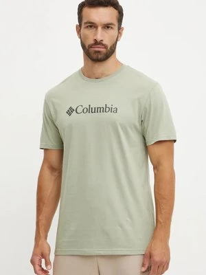 Columbia t-shirt CSC Basic Logo męski kolor zielony z nadrukiem 1680053