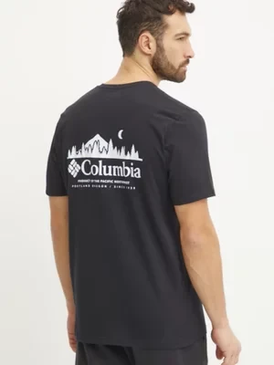 Columbia t-shirt Hageman męski kolor czarny z nadrukiem 2076362