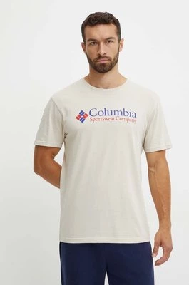 Columbia t-shirt męski kolor beżowy z nadrukiem