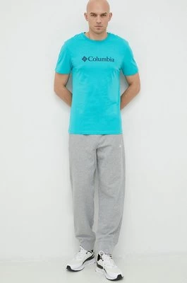 Columbia t-shirt męski kolor turkusowy z nadrukiem 1680053.SS23-112