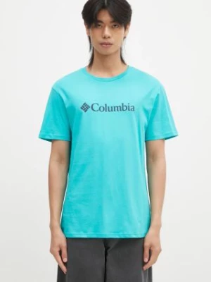 Columbia t-shirt męski kolor turkusowy z nadrukiem 1680053.SS23-112