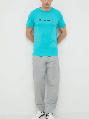 Columbia t-shirt męski kolor turkusowy z nadrukiem 1680053.SS23-112