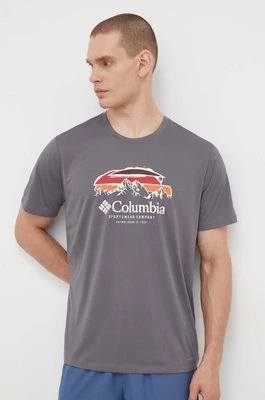 Columbia t-shirt sportowy Columbia Hike kolor szary z nadrukiem