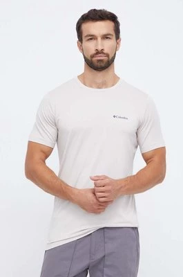 Columbia t-shirt sportowy kolor beżowy z nadrukiem