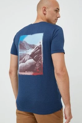 Columbia T-shirt sportowy kolor granatowy z nadrukiem