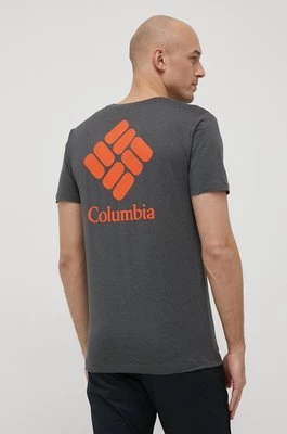 Columbia t-shirt sportowy Tech Trail Graphic kolor szary z nadrukiem
