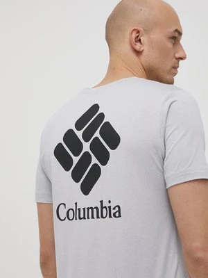 Columbia t-shirt sportowy Tech Trail Graphic kolor szary z nadrukiem