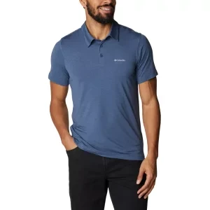 Columbia Tech Trail Polo Shirt 1768701479, Męskie, Niebieskie, koszulki polo, poliester, rozmiar: M