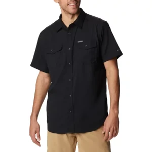 Columbia Utilizer II Solid Short Sleeve Shirt 1577762011, Męskie, Czarne, koszule, poliester, rozmiar: L