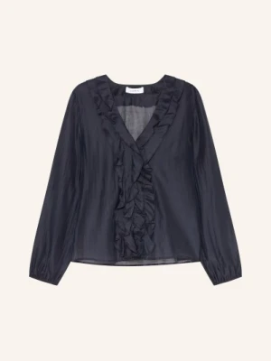 Comma Bluzka Z Falbanami blau