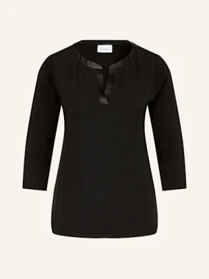 Comma Bluzki Z Mieszanki Materiałów Z Rękawami 3/4 schwarz