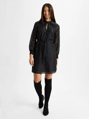 comma casual identity Sukienka damska Kobiety Sztuczne włókno czarny|przezroczyste wypukły wzór tkaniny,