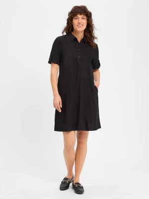 comma casual identity Sukienka damska z lnu Kobiety len czarny jednolity,
