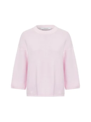 comma casual identity Sweter damski z dzianiny Kobiety Bawełna różowy jednolity,