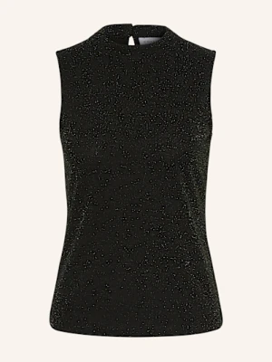 Comma Casual Identity Top Z Błyszczącą Przędzą schwarz