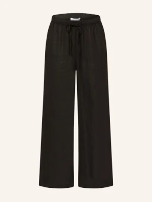 Comma Spodnie Typu Culotte Z Lnu schwarz CZARNY