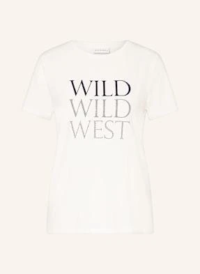 Comma T-Shirt Z Obszyciem Ozdobnymi Kamykami weiss