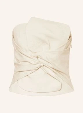 Comma Top Z Odkrytymi Ramionami Z Dodatkiem Lnu beige