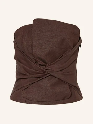 Comma Top Z Odkrytymi Ramionami Z Dodatkiem Lnu braun