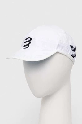 Compressport czapka z daszkiem Pro Racing Cap kolor biały wzorzysta CU00003B