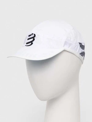 Compressport czapka z daszkiem Pro Racing Cap kolor biały wzorzysta CU00003B