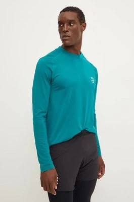 Compressport longsleeve do biegania Performance kolor zielony gładki ATSM4946