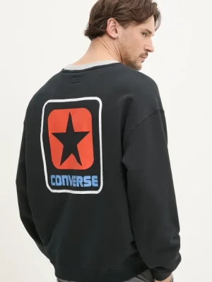 Converse bluza bawełniana męska kolor czarny z nadrukiem 10028407-A01