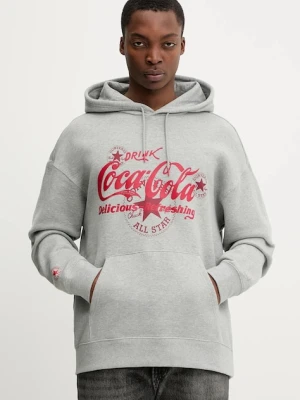 Converse bluza bawełniana x Coca Cola męska kolor szary z kapturem z nadrukiem CVM5H502