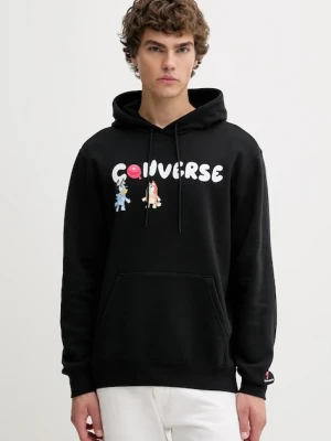 Converse bluza BLUEY męska kolor czarny z kapturem z nadrukiem CVM5H501