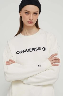 Converse bluza damska kolor beżowy z aplikacją